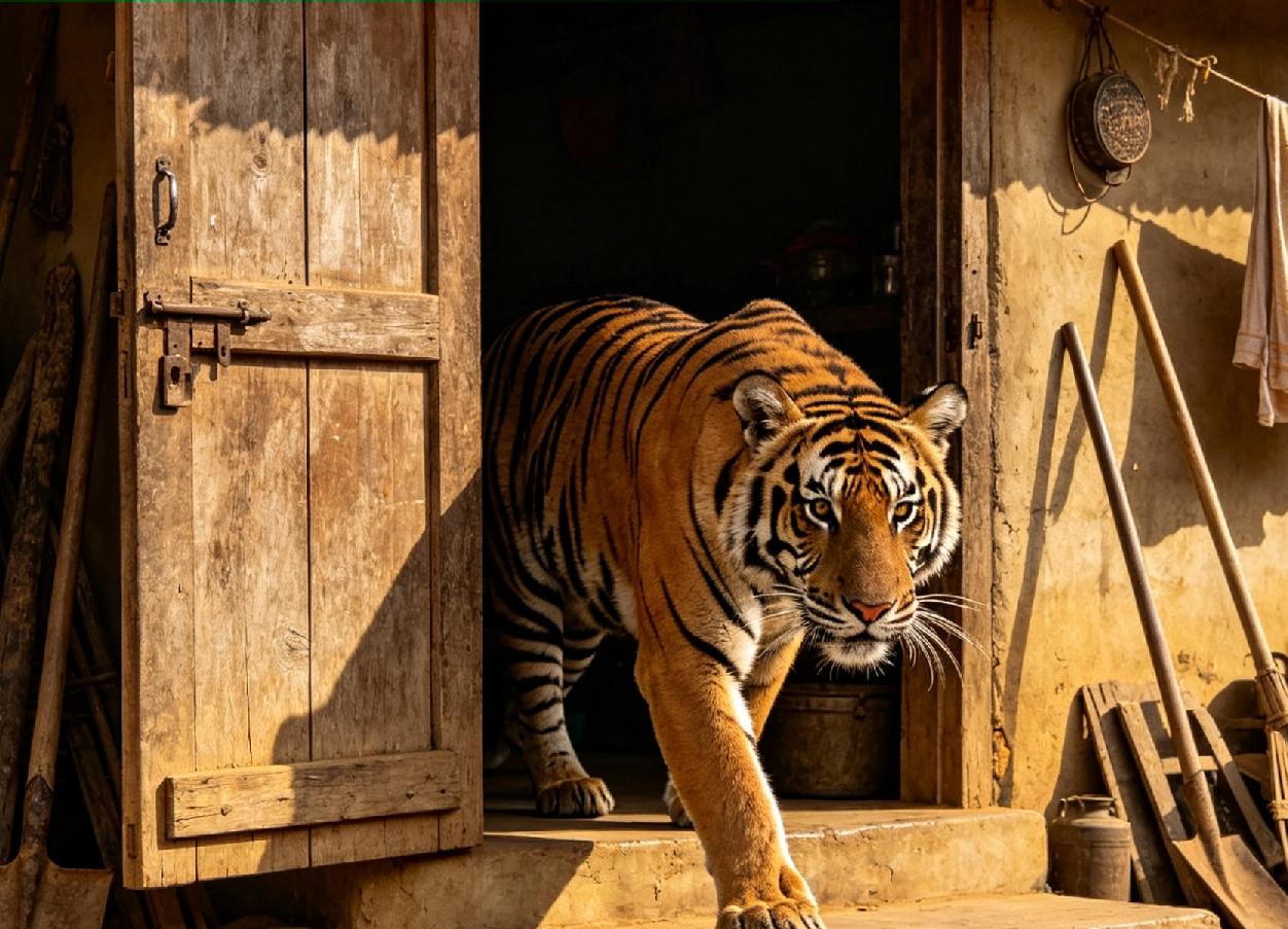 吉林图们市凉水镇，这回可真是在全网炸开了锅。一个大老虎，堂而皇之地闯进了农户的院