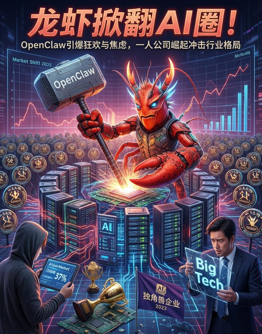 “龙虾”OpenClaw掀AI圈狂澜：一人公司崛起，巨头焦虑，产业重构序曲奏响