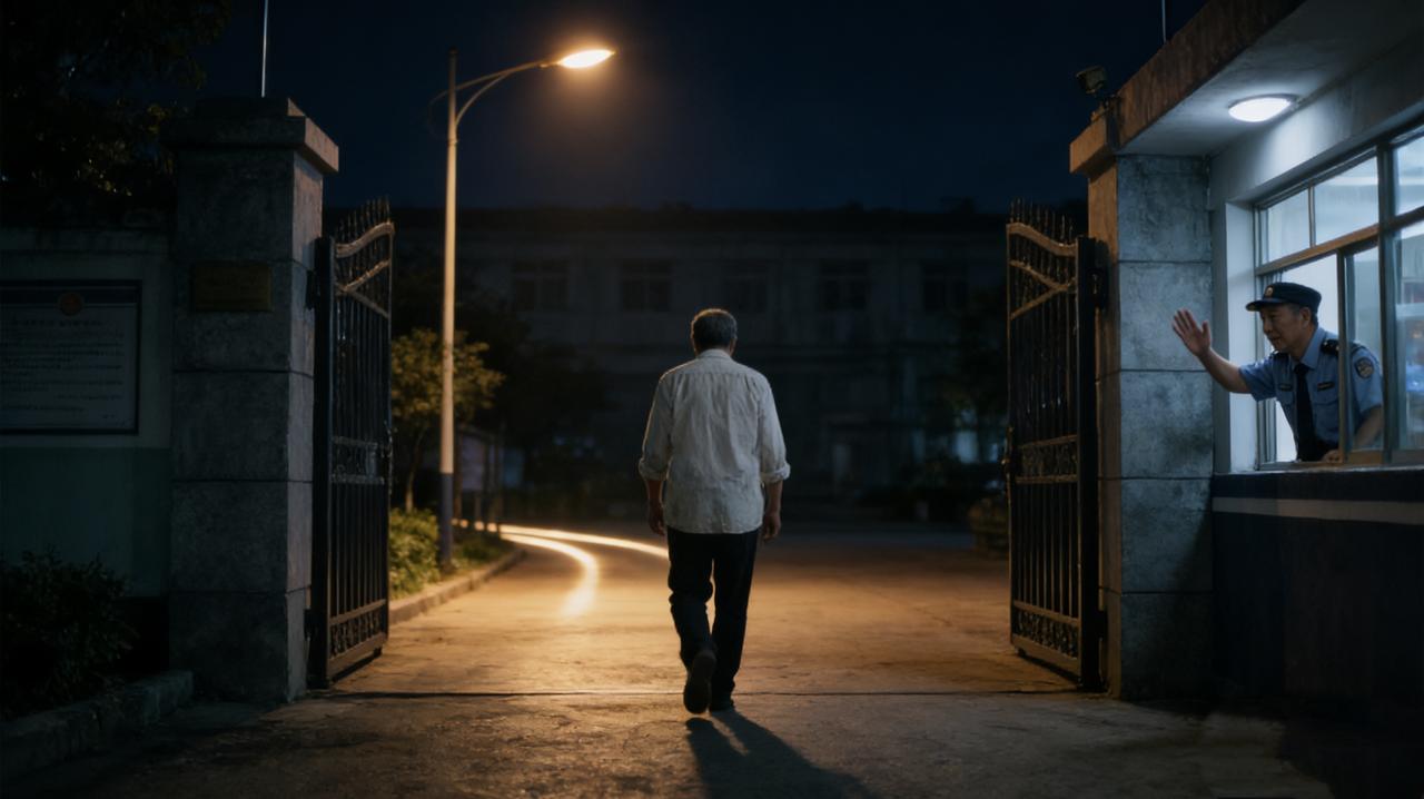 老李在单位干了四十年，今天退休。下班前，他像往常一样把办公室打扫干净，把茶杯倒