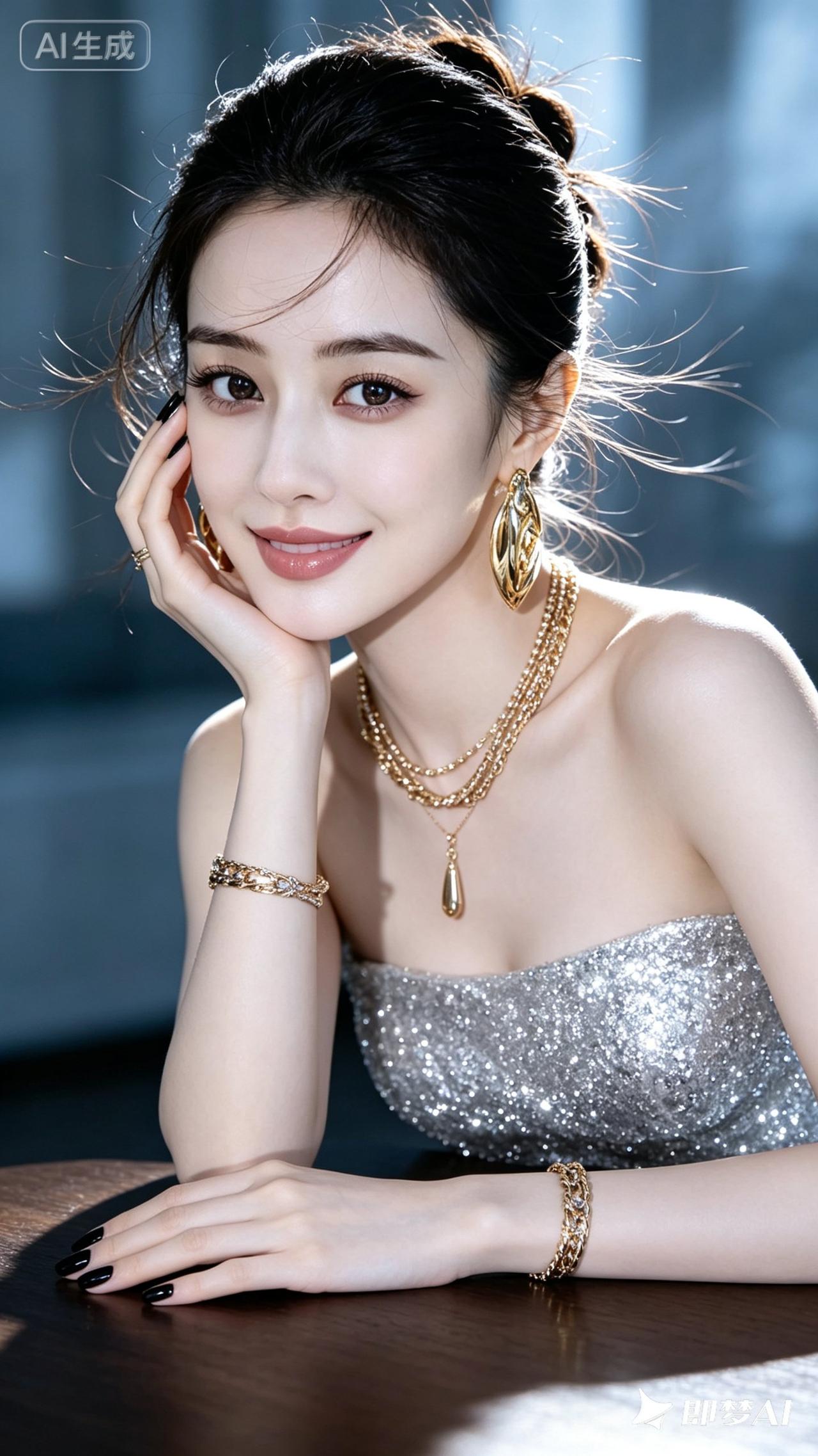 这姑娘真漂亮，金饰好闪亮！