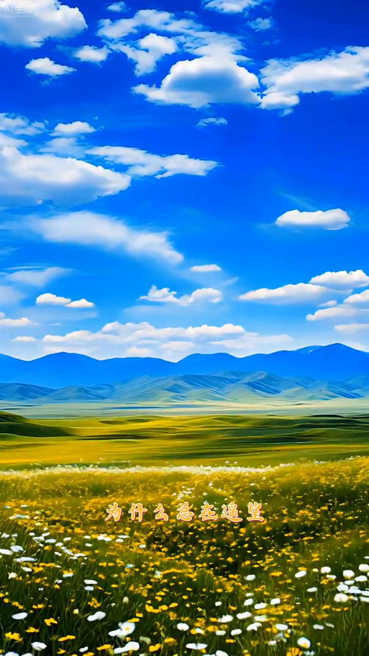 《遥望草原》。为什么总在这望，我的心儿在远方。在那无边的花海，在那青青的牧场。
