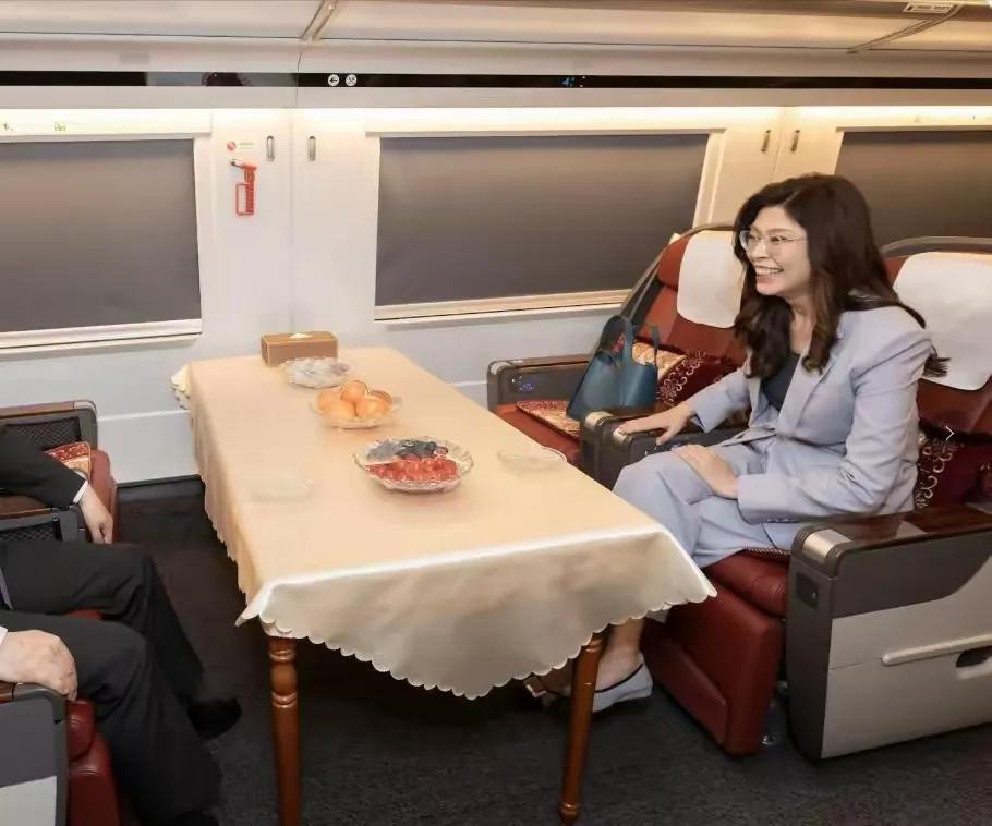 青鸟们，睁大你们的眼睛好好瞧瞧，大陆高铁是有靠背的！郑丽文今天下午从上海乘坐