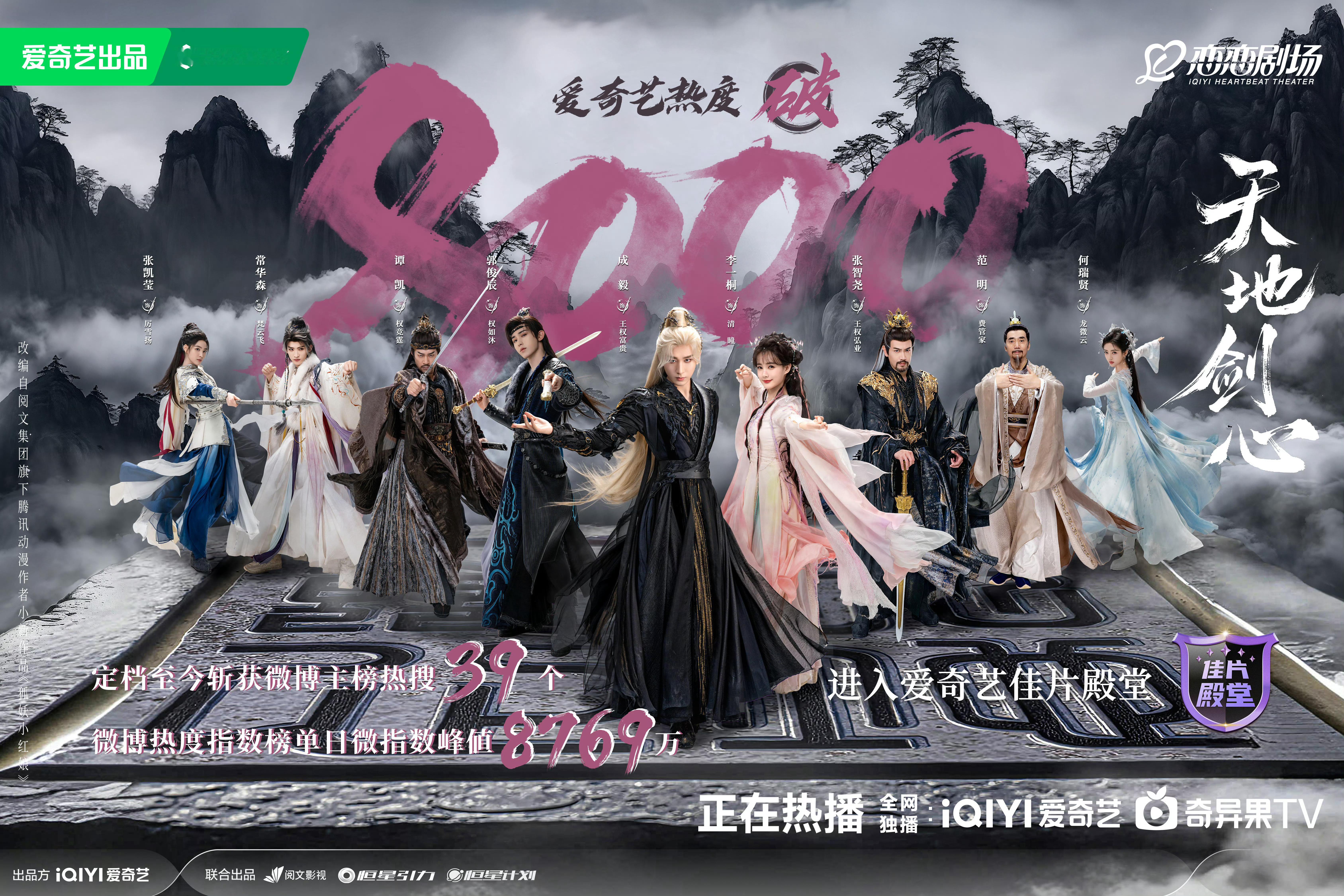 成毅新剧《天地剑心》太猛了！创下2025年🥝热度破8000的最快纪录。看这势头
