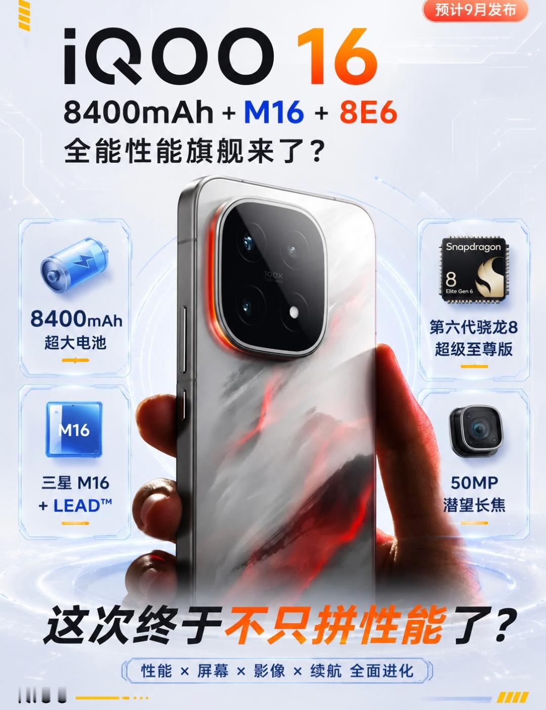 说下iQOO16的亮点黑科技，对比下来真的有点狠。屏幕这块直接拉满，6.85英寸三星新一代M16发光