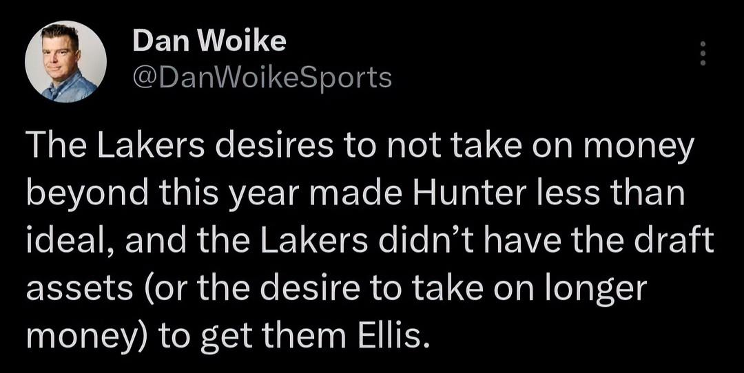 信号明确，湖人就是要重新组队！亨特交易已达成，而交易方并不是之前爆出的湖人，国