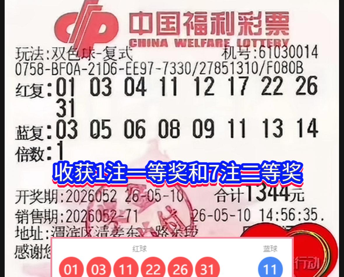 双色球26052期爆大奖！陕西宝鸡彩友9+8复式拿下490万。本期双色球26