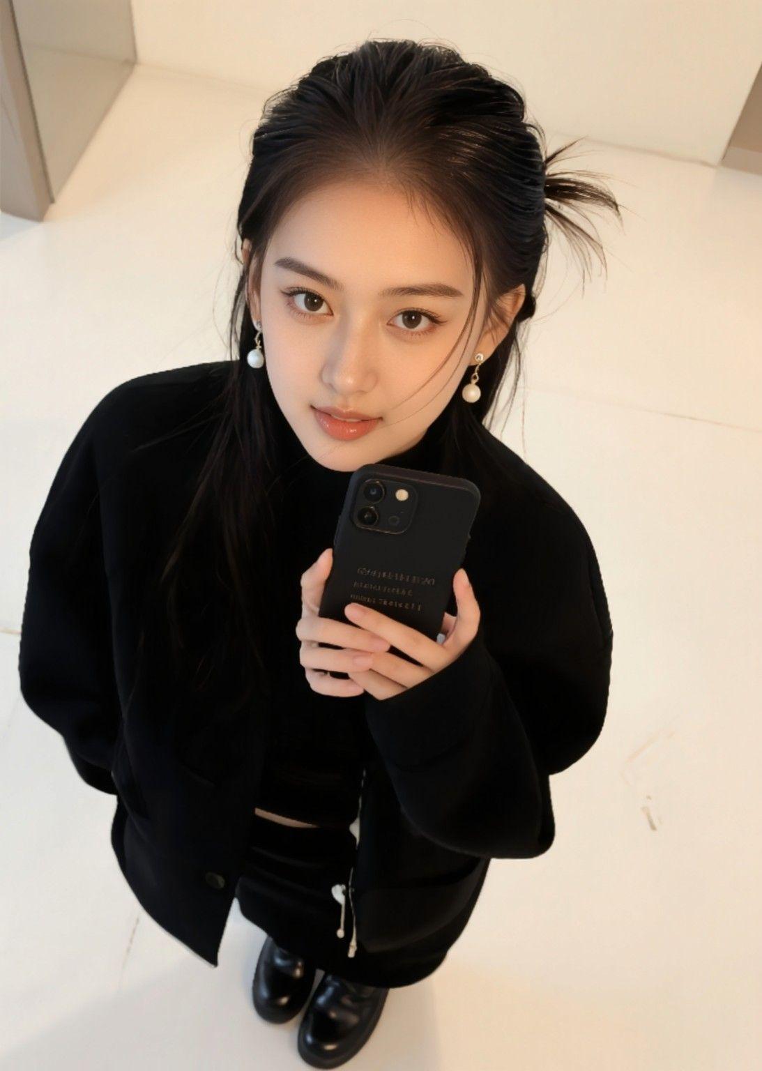 📸黑白配，简约又时尚，手机自拍，尽显青春活力！💖📱