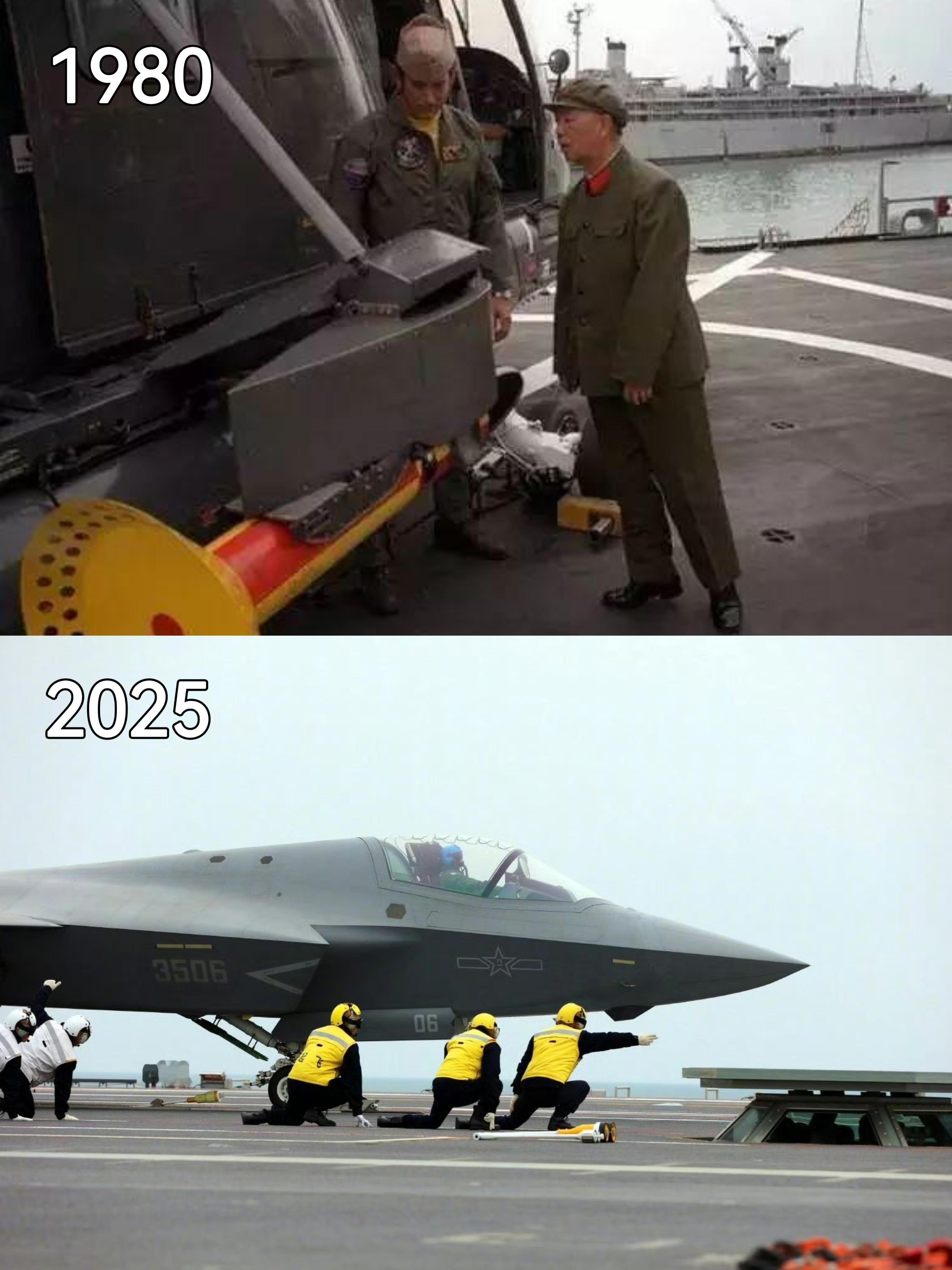 45年，从落后到领先。这一路，太不容易了，刘将军在天上应该看到了。福建舰弹射3连