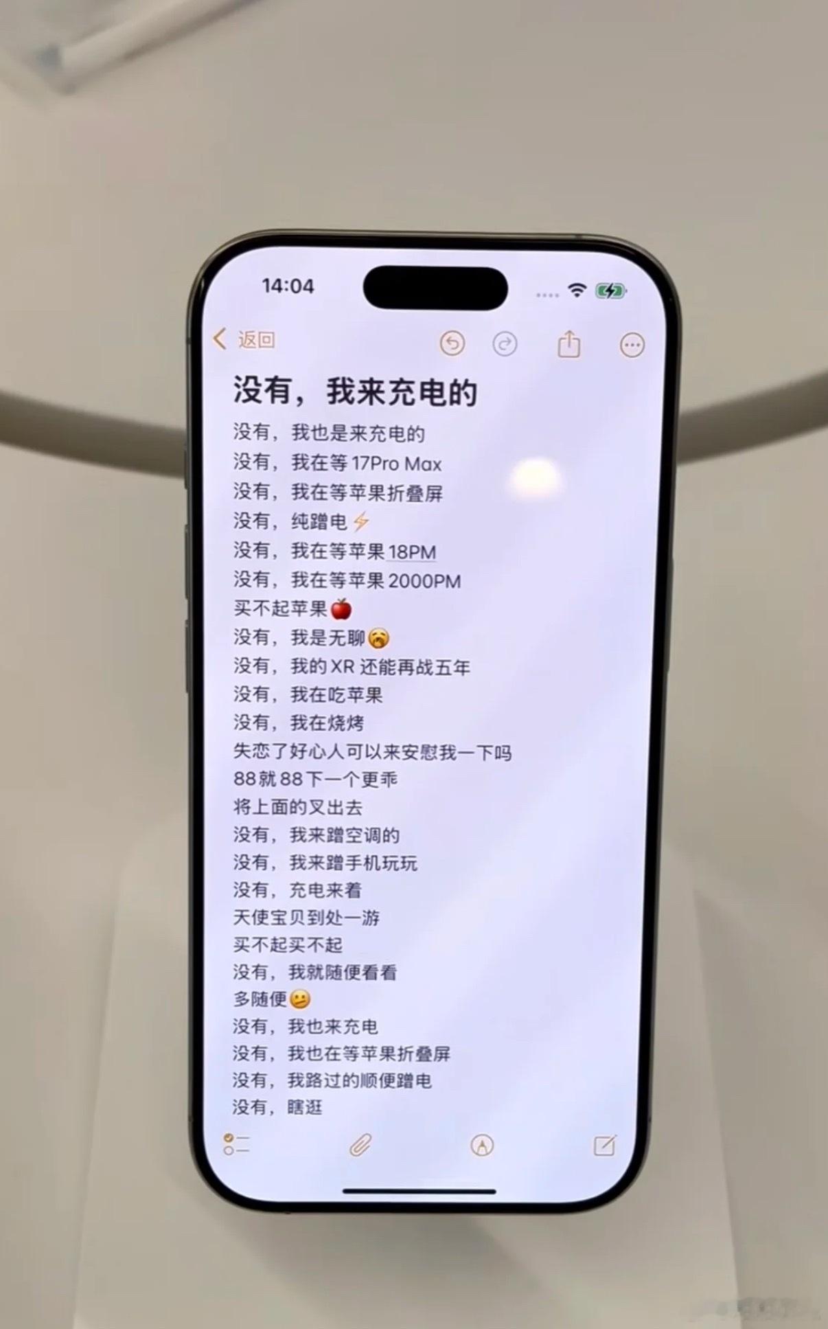 在iPhone直营店看到大家写的备忘录，主打的一个只看不买[doge]​​​