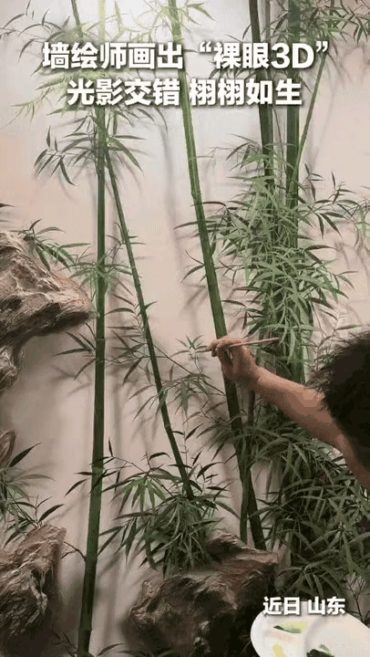 山东真是藏龙卧虎之地！有男子在家不玩手机电视，苦练在墙上用笔画出“裸眼3D”效果