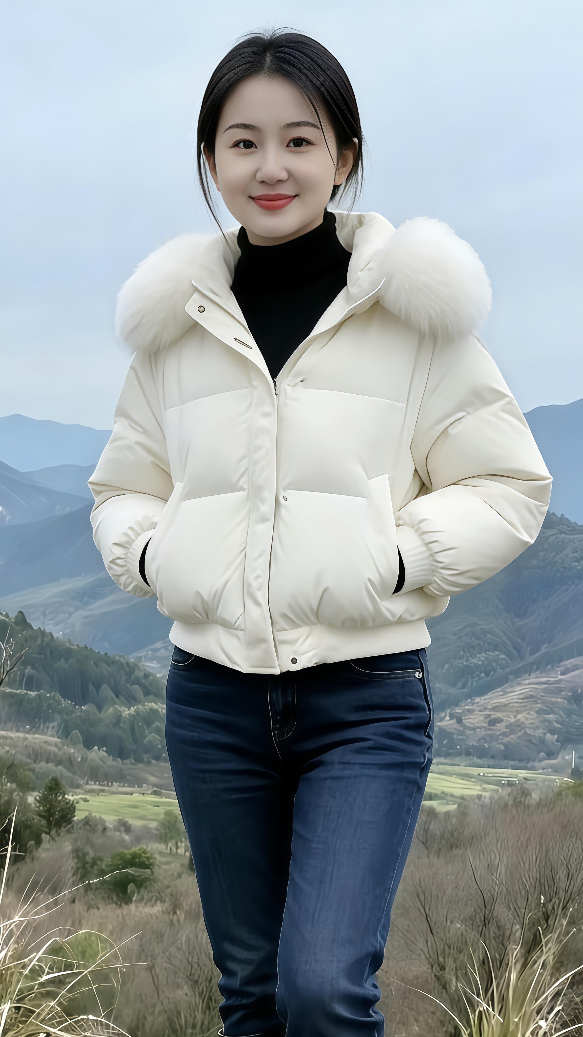 山野间 山水 风景秀丽自然美景  美女