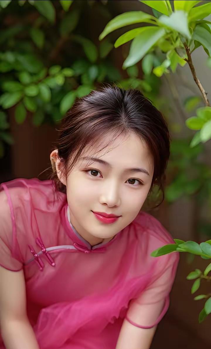 七律·彩笔下的天使素靥含情映翠薇，罗衣轻透韵如妃。青丝绾就三分雅，笑靥拈来一