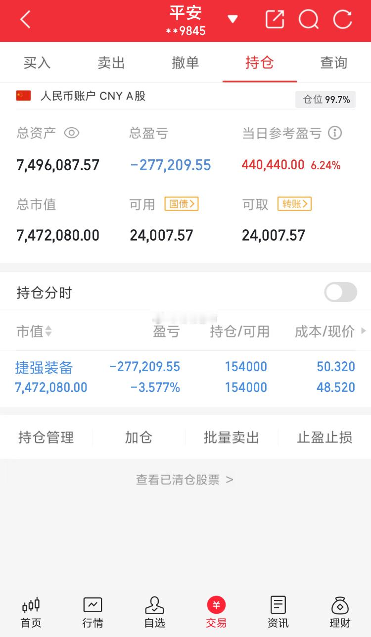 实盘之旅：继续持有捷强装备特别声明：这只是我个人的操作记录，不作为任何投资建议，