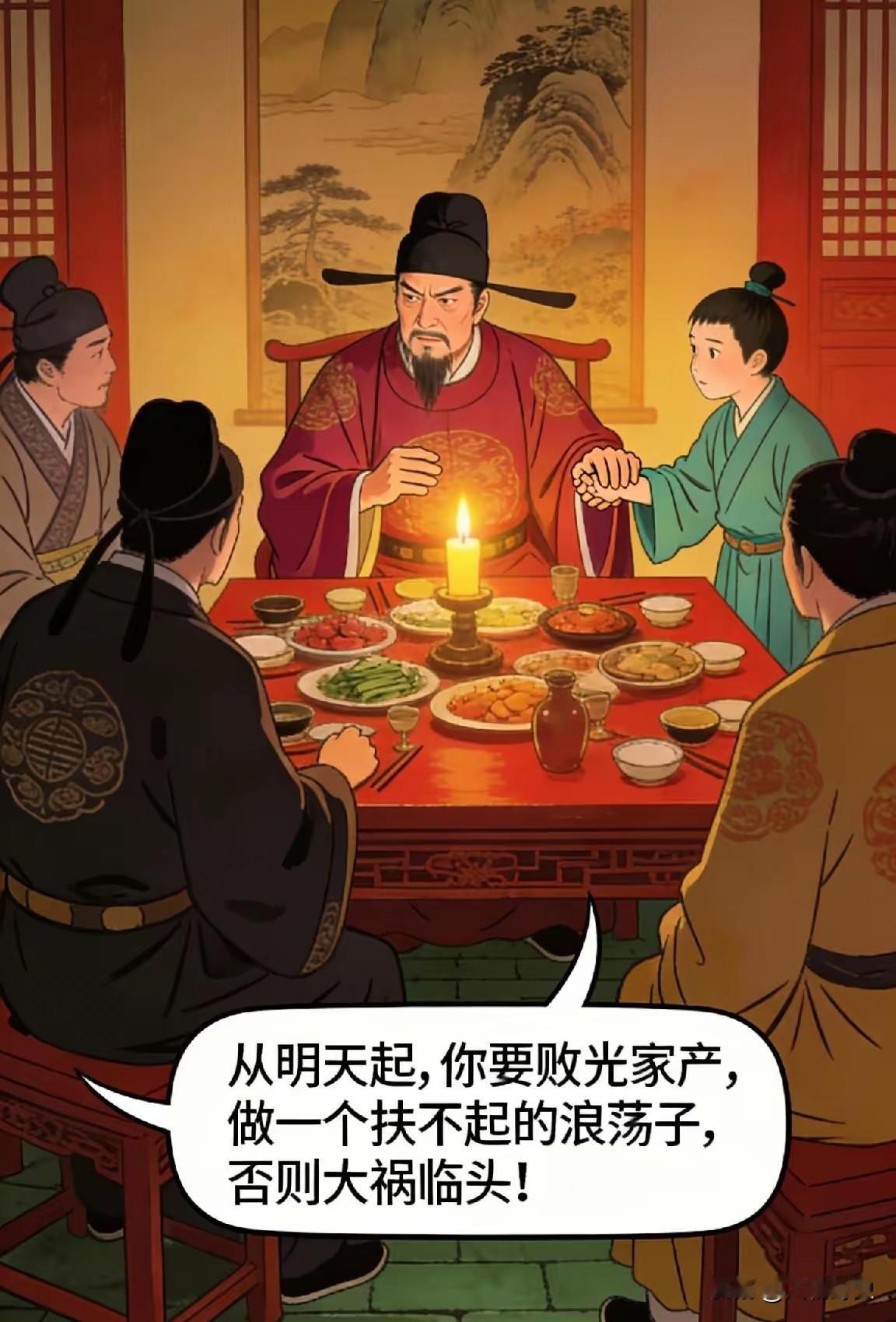 郭子仪交还兵权，回家后大宴宾客，酒后却拉着儿子说：从明天起，你要败光家产，做一个