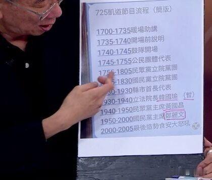 中国台湾“725凯道集会”流程首曝光，韩国瑜、郑丽文压轴。7月25号凯道游行