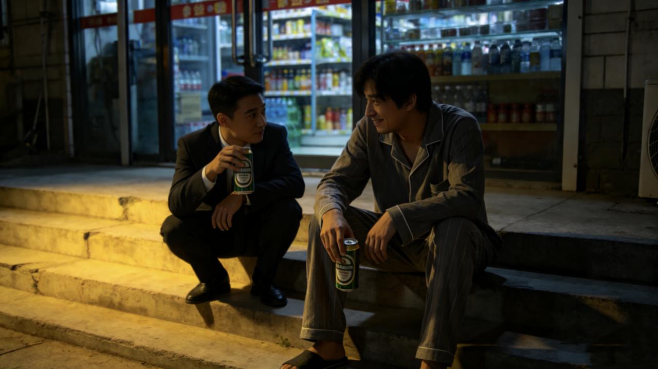 赵峰每次和老婆吵架，都躲进楼下便利店，买一罐啤酒，坐在台阶上喝完再回家。那天吵