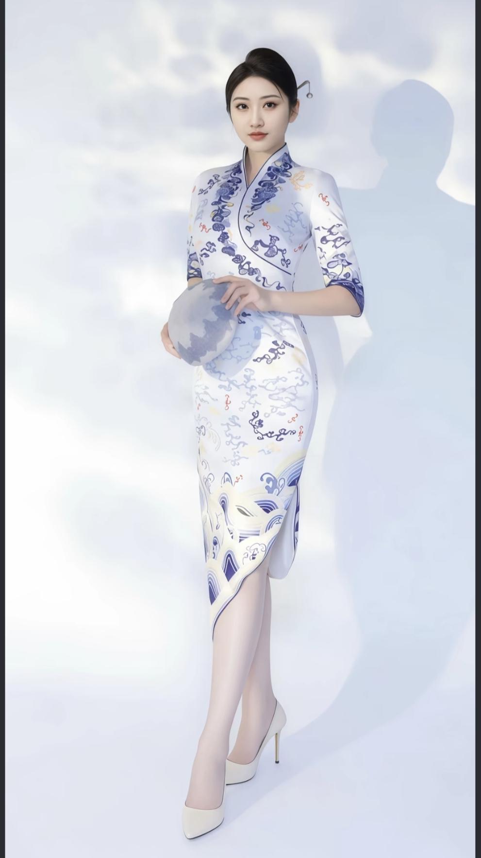 以前总觉得旗袍是“老派”的衣服，直到看到这袭青花旗袍才懂：真正的东方美，从不是