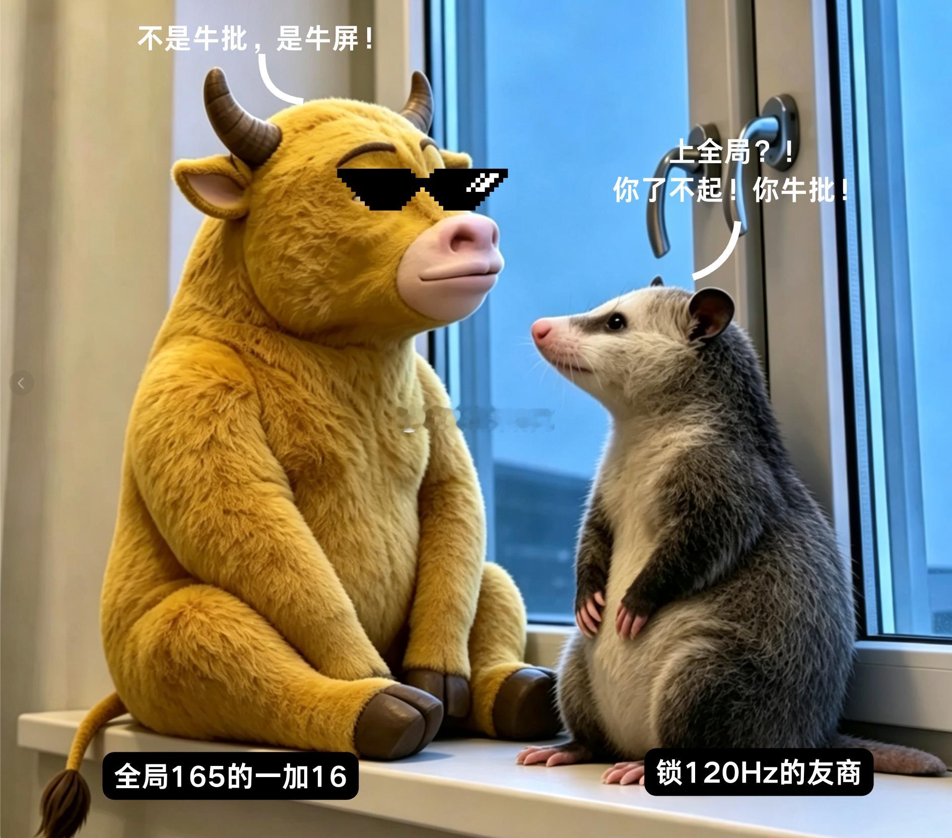 还得是一加，借着电影《牛来》玩梗，一加16这块BOEX4全局165Hz屏幕直接