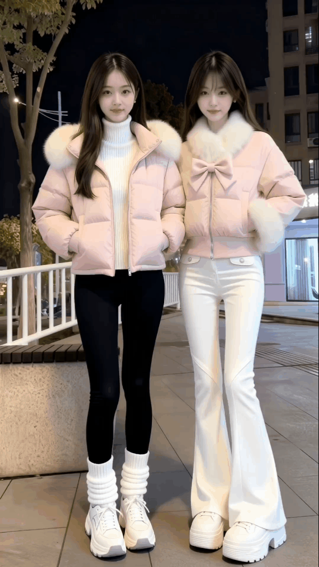 两个活泼可爱的小美女，你们喜欢左边的，还是右边的呢。