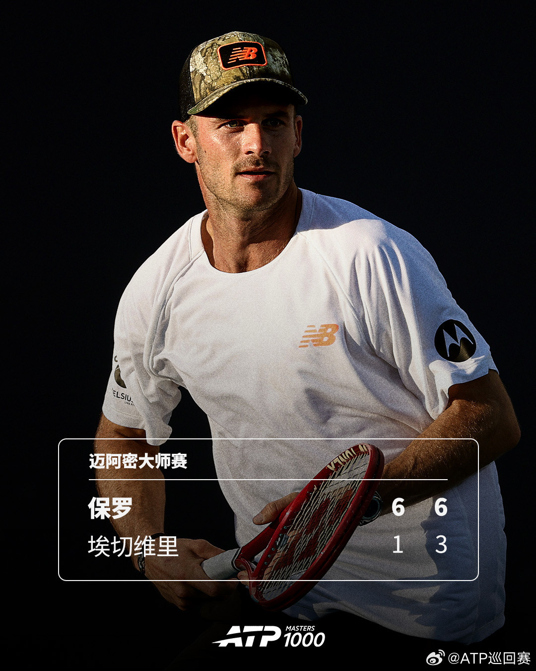 #迈阿密大师赛男单8强出炉#ATP1000迈阿密大师赛第四轮，3号种子兹维列夫