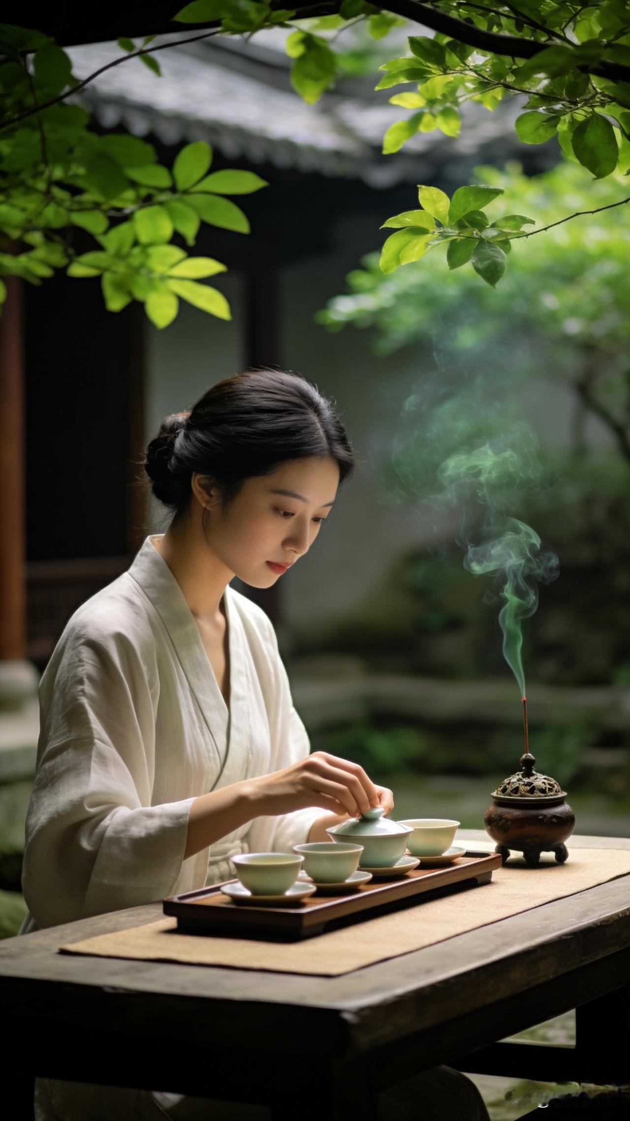 午后泡壶茶，望着院里的禅意小景，得一上联，求下联！上联：一炉清茶煮禅意喜欢