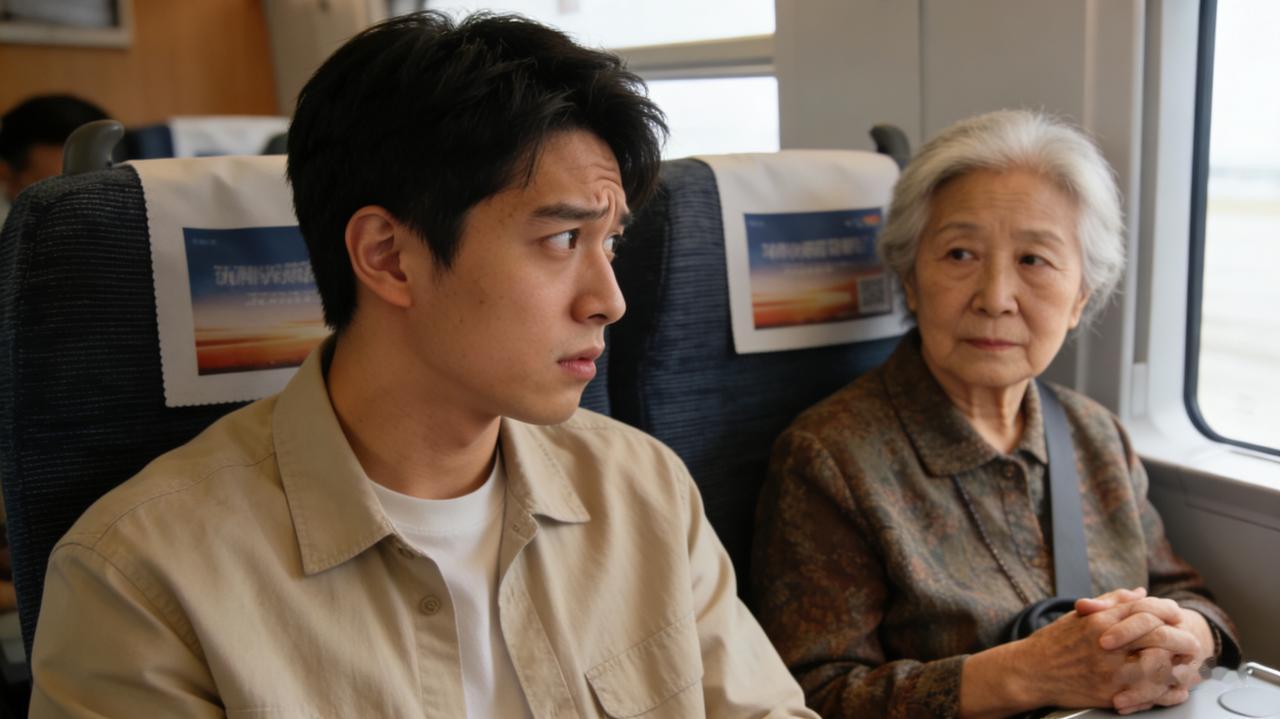 刚在飞机上关机了，问旁边老奶奶几点了。问了三遍，她才说：“我不能告诉你。