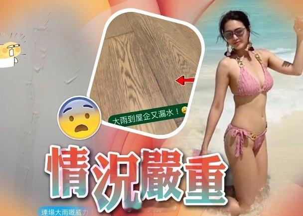 【On.cc】陳庭欣3,000呎巨宅經不起黑雨考驗　地板滲水牆身出現裂縫港姐冠軍