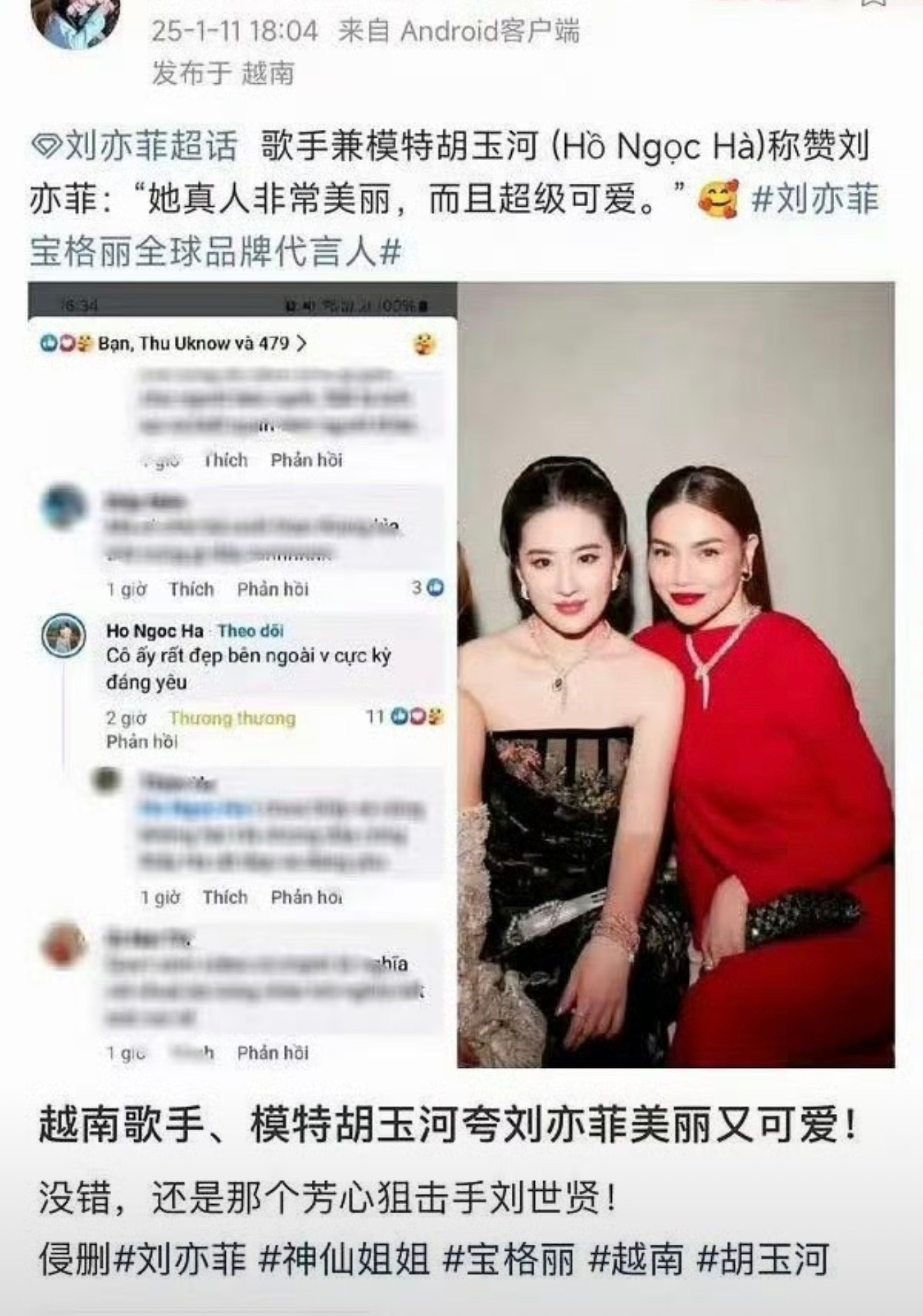 那个越南明星还夸过刘亦菲..​​​