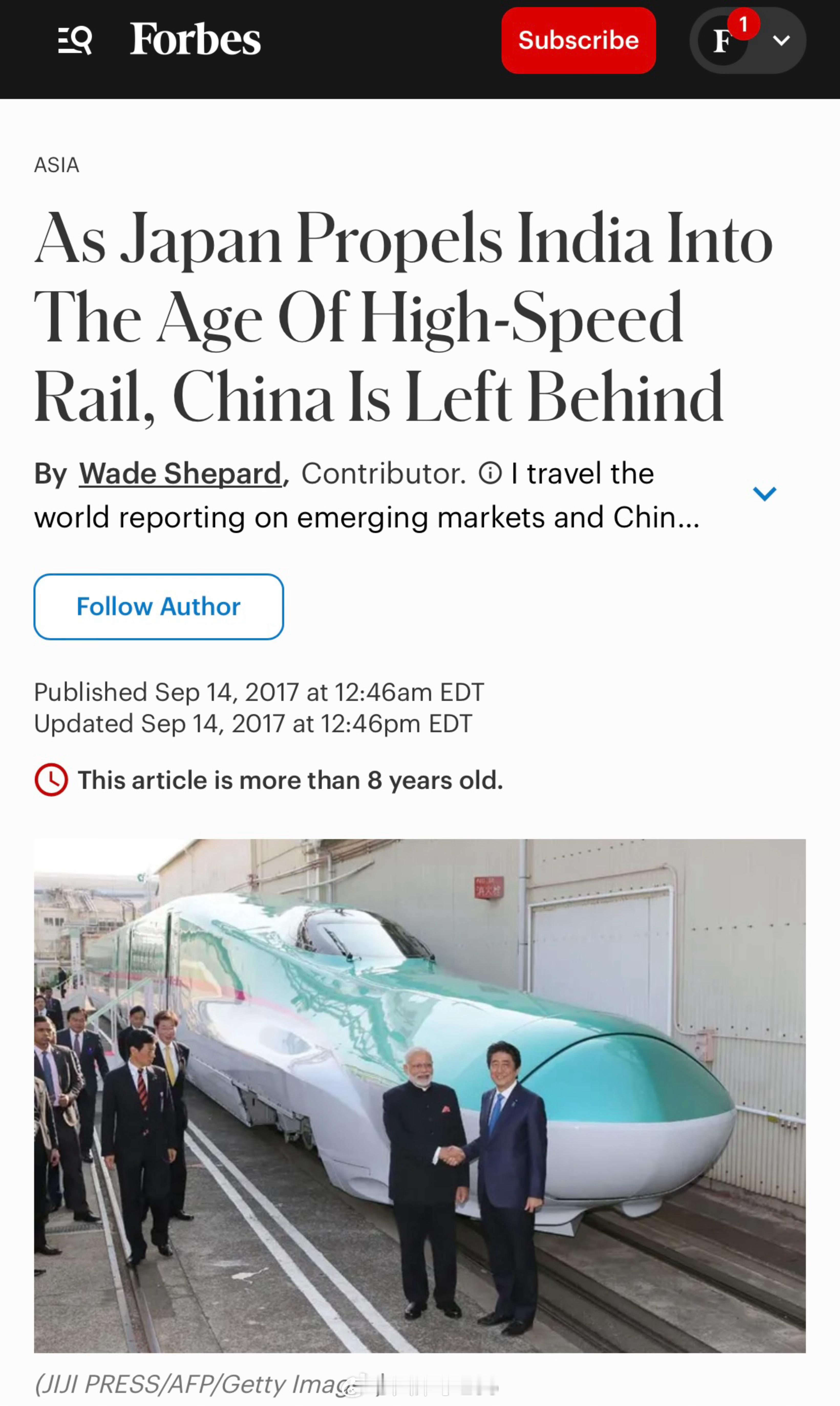 福布斯这篇文章九年了，有没有朋友知道印度高铁什么进度了？