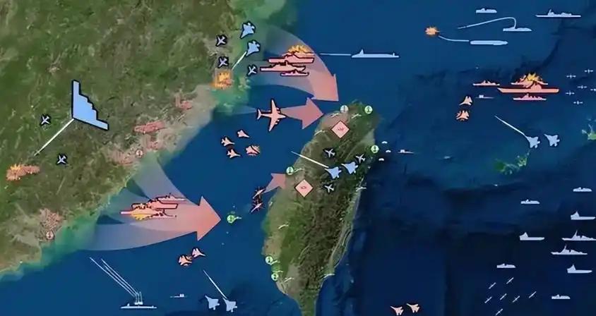 中国现在围岛，已经跟台湾没有关系了！大陆把台湾当做一个诱饵，只要老美敢出动航母或