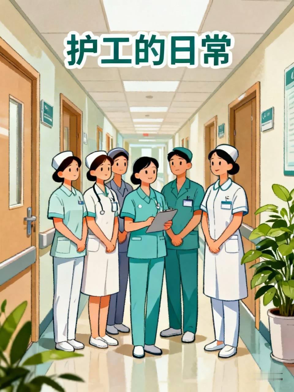 刚出病房门，走廊拐角就传来叽叽喳喳的声音。五六个护工围在一起，这个说那个偷懒，那