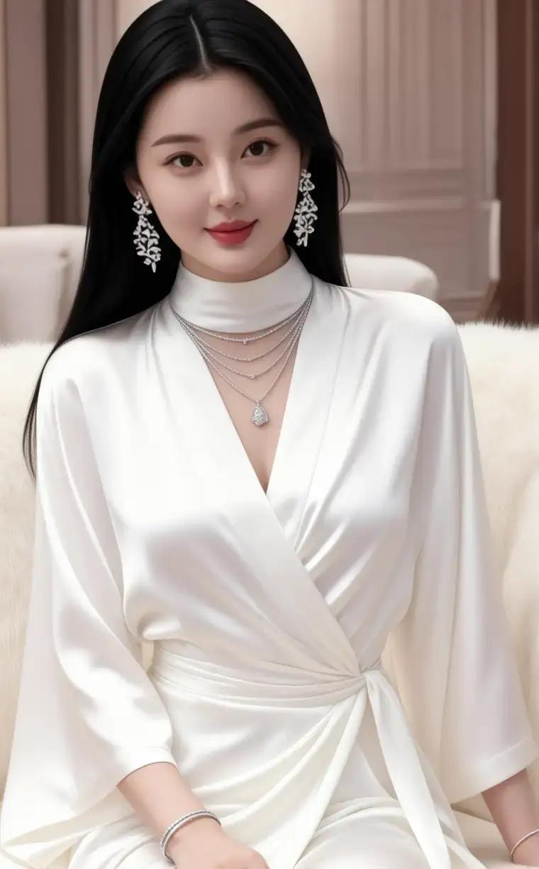 白裙一穿，全网都在问腰怎么扭的缎面像水一样贴着身子走，腰窝那里打了个结，把