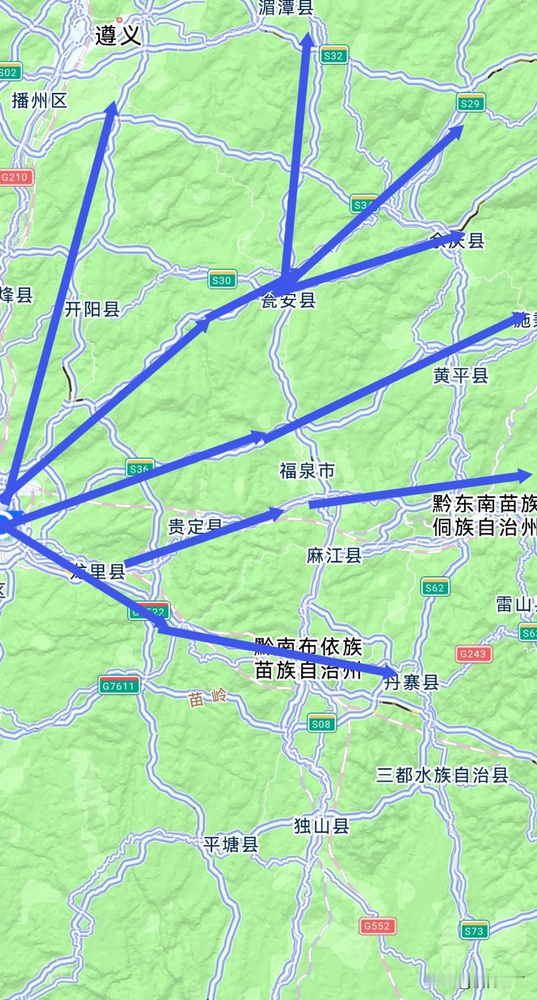 贵州省的交通建设这几年真是上了一个大台阶，从贵阳往东都建了好多条放射线，特别是玉