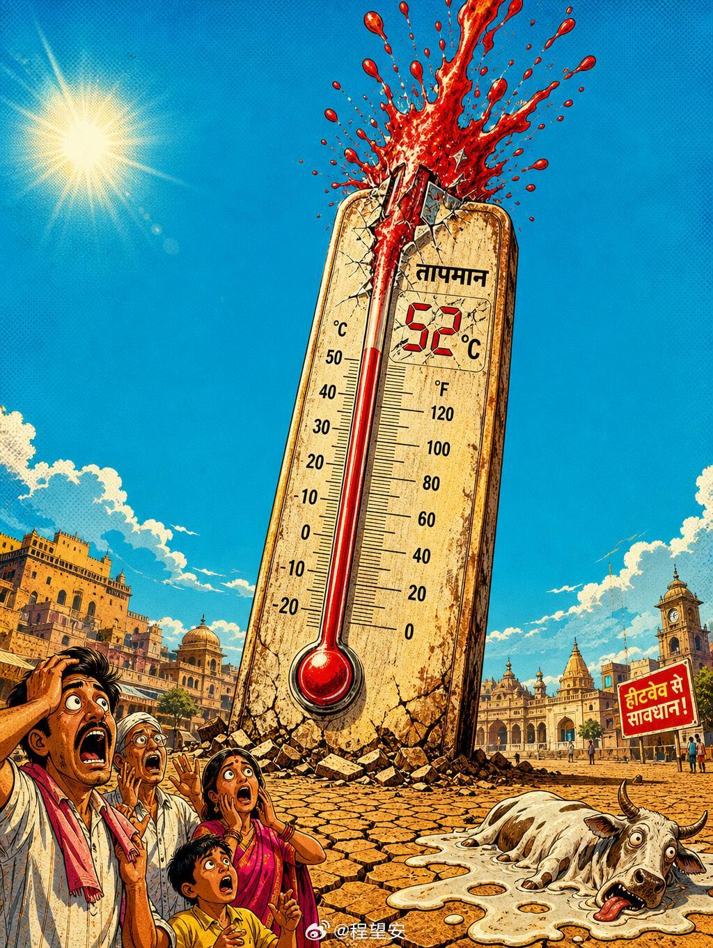 印度热得芒果直接在树上腐烂了52℃高温下印度百态看完沉默了…有人在地上煎蛋卖茶