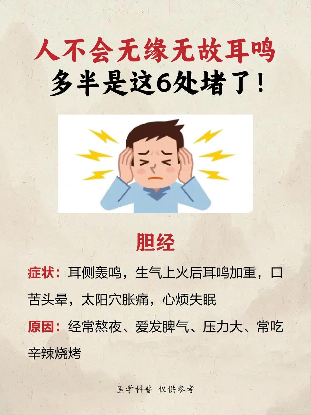耳鸣不会凭空出现，中医提示多半和这6处瘀堵有关