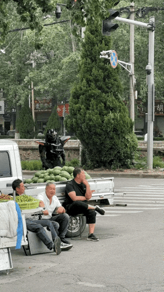 看到西瓜被顺走，守瓜的三位大哥不仅没急着追，反而乐开了花，这一幕真的太绝了！