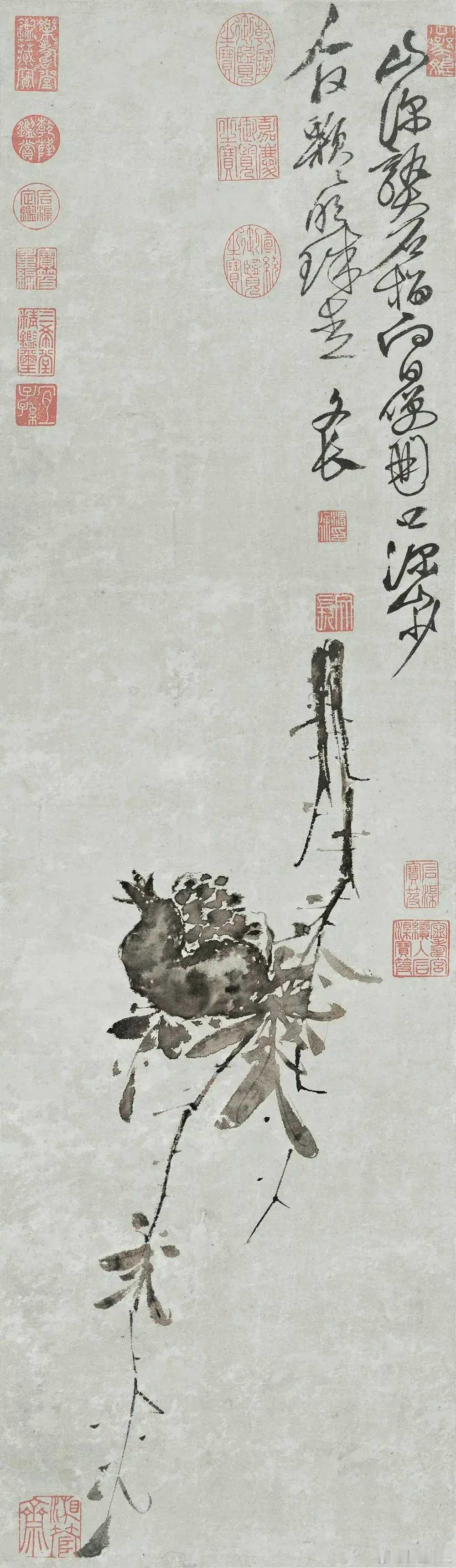 徐渭的《榴实图》是明代大写意花鸟画的杰出代表。徐渭（1521-1593年），初字