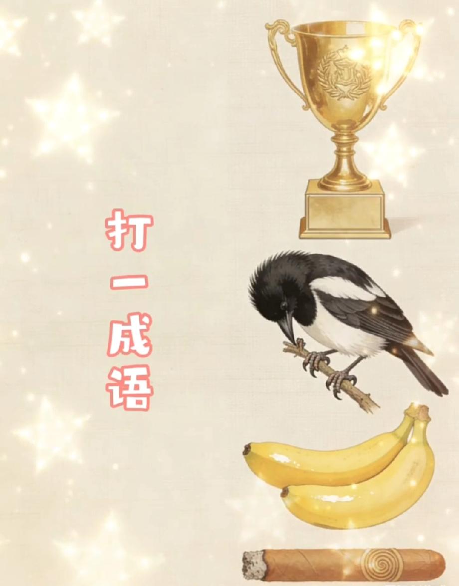 全网脑洞大开！奖杯+喜鹊+香蕉+雪茄猜成语，你能想到答案吗？