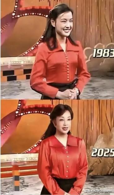 1983年首届春晚，刘晓庆身穿这件红色上衣登台，当年她既是表演嘉宾，还客串主持、