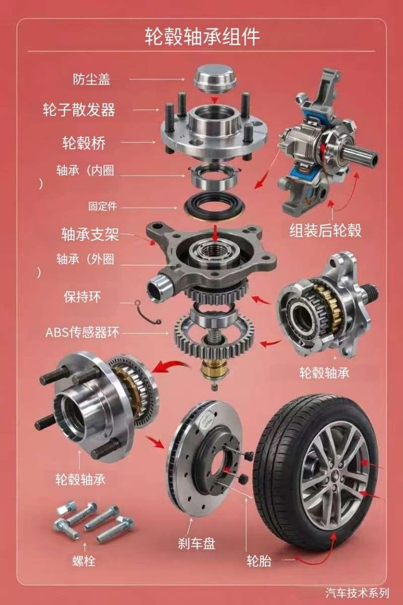 车轮轮毂是如何工作的？车轮轮毂是一个核心部件，它能让车轮平稳转动，同时承受