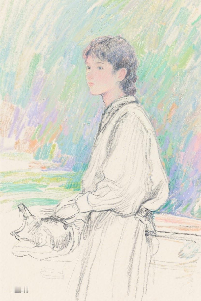 AI随心绘那抹绿意晕染出一方静谧，少年与兔相伴，于时光中寻梦，心也渐归安宁。