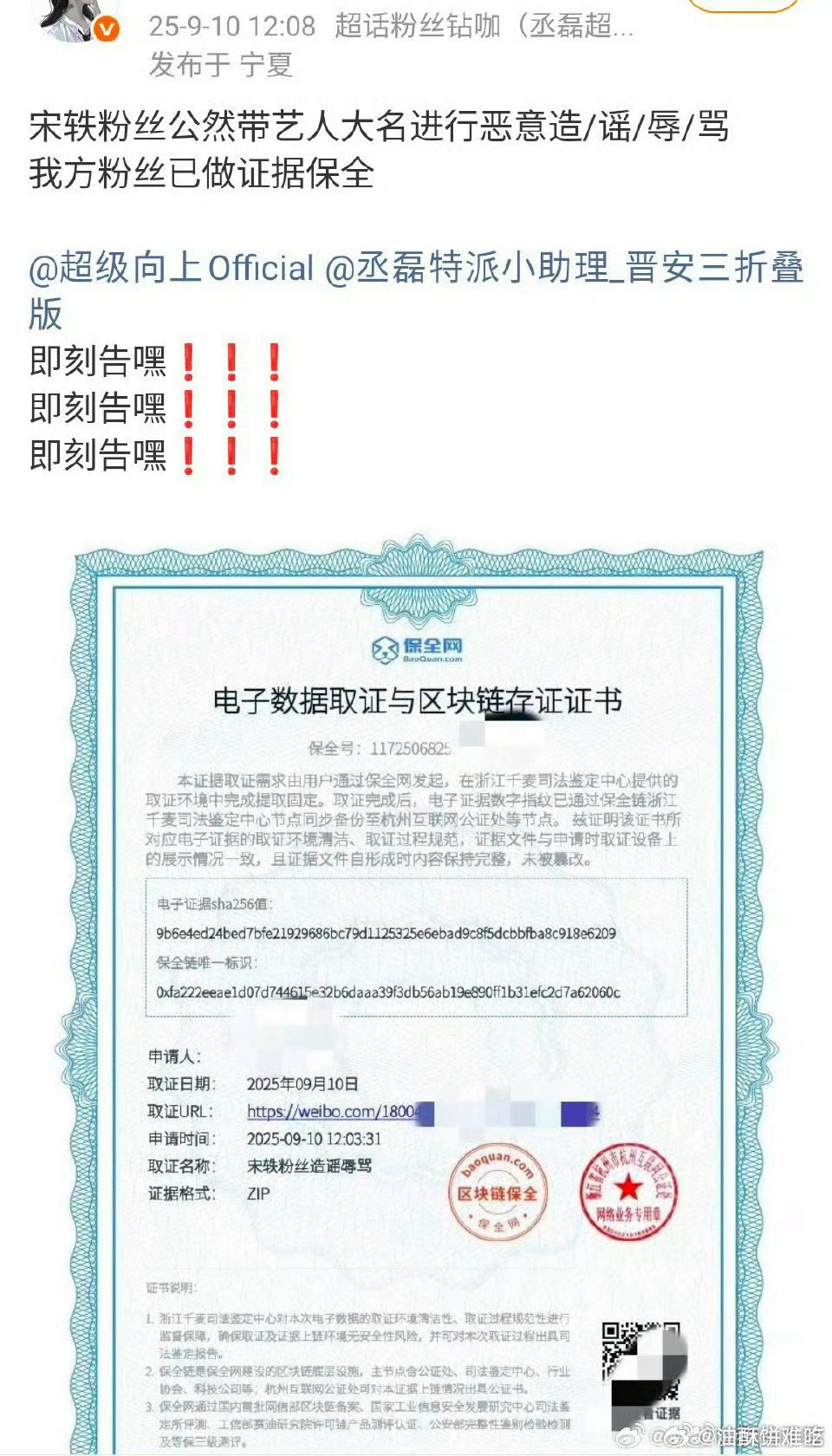丞磊粉向团队维权要求告宋轶粉…​​​