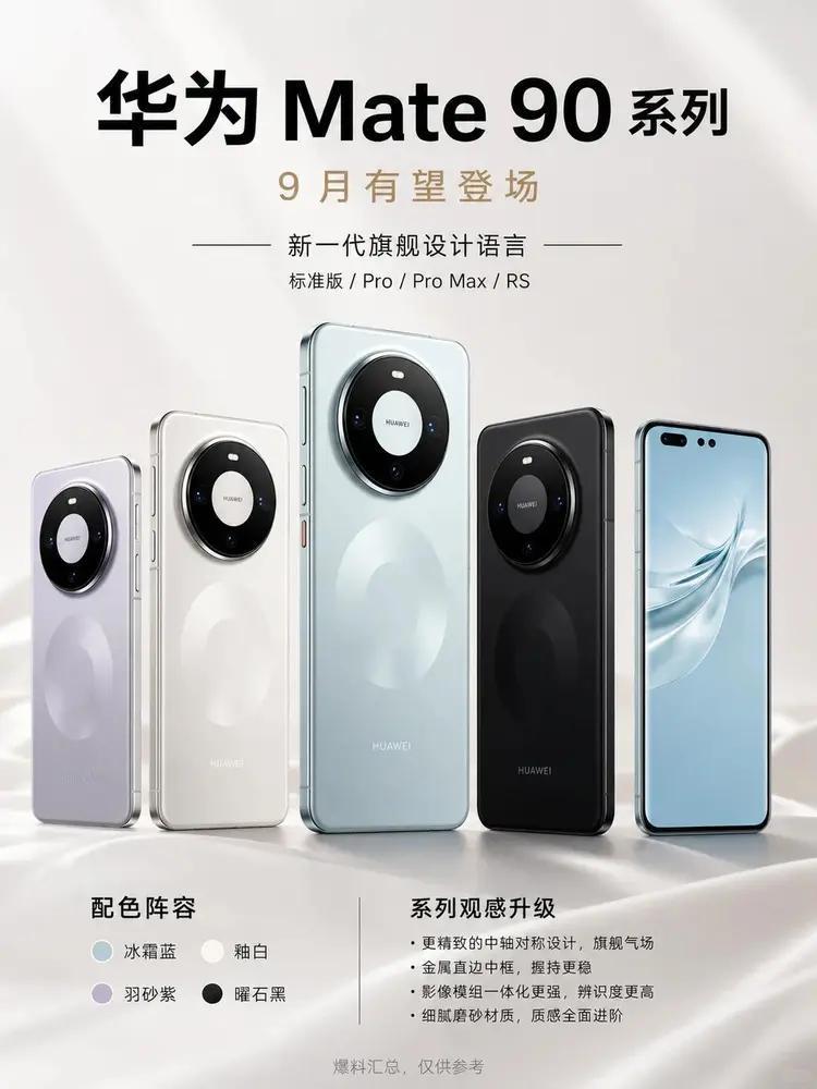 华为MATE90上市时间及价格预测一、上市时间预测（截至2026年9月最新爆料）发布会时间：多方供应