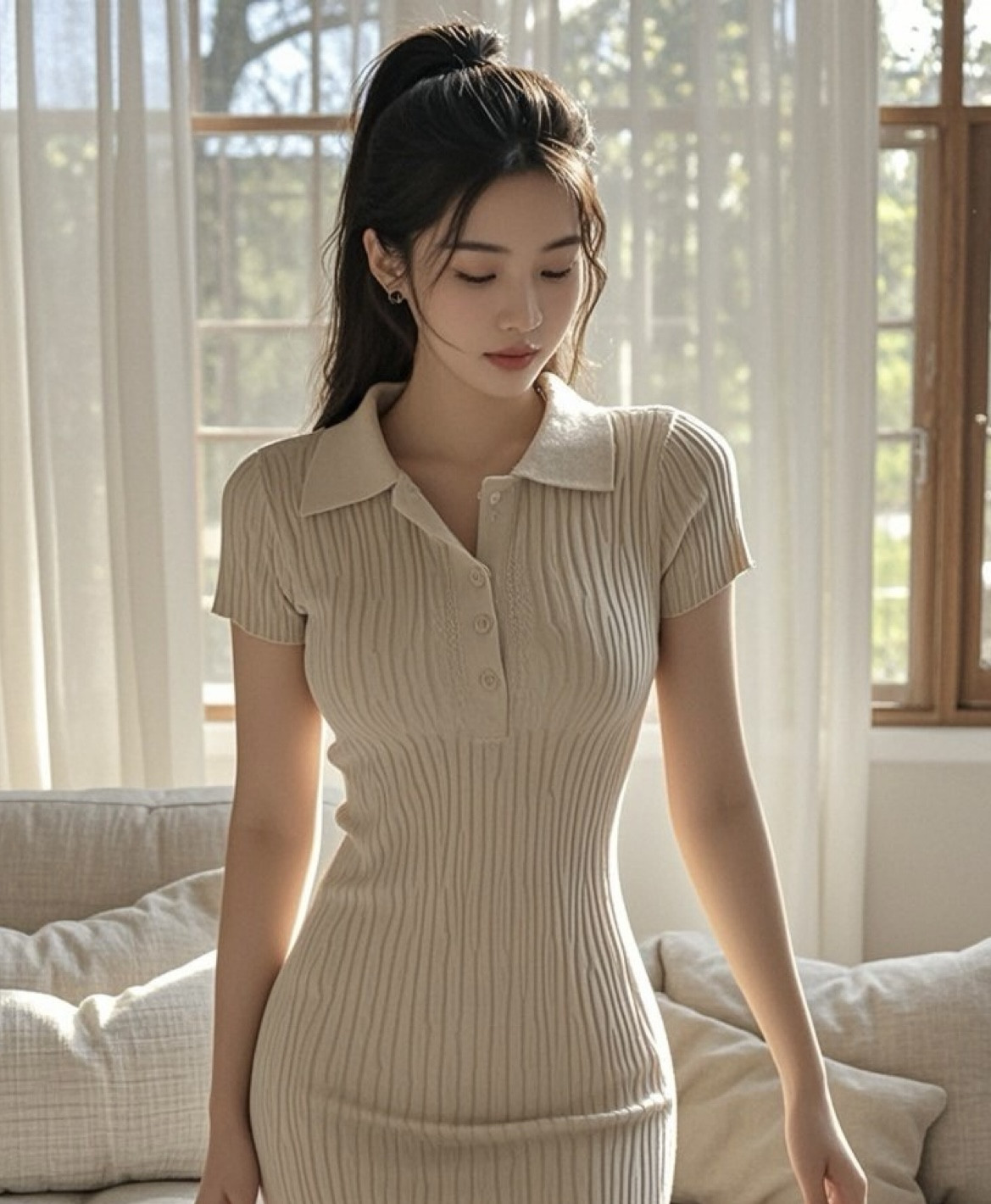 丰乳肥臀好身材修身裙装尽显女性魅力