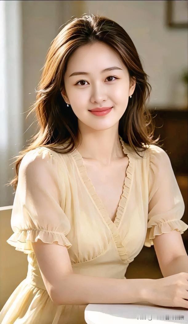 鹅黄连衣裙轻裹温婉身姿，暖光流转间，浅笑盈盈，勾勒出一抹法式浪漫的慵懒与温柔。