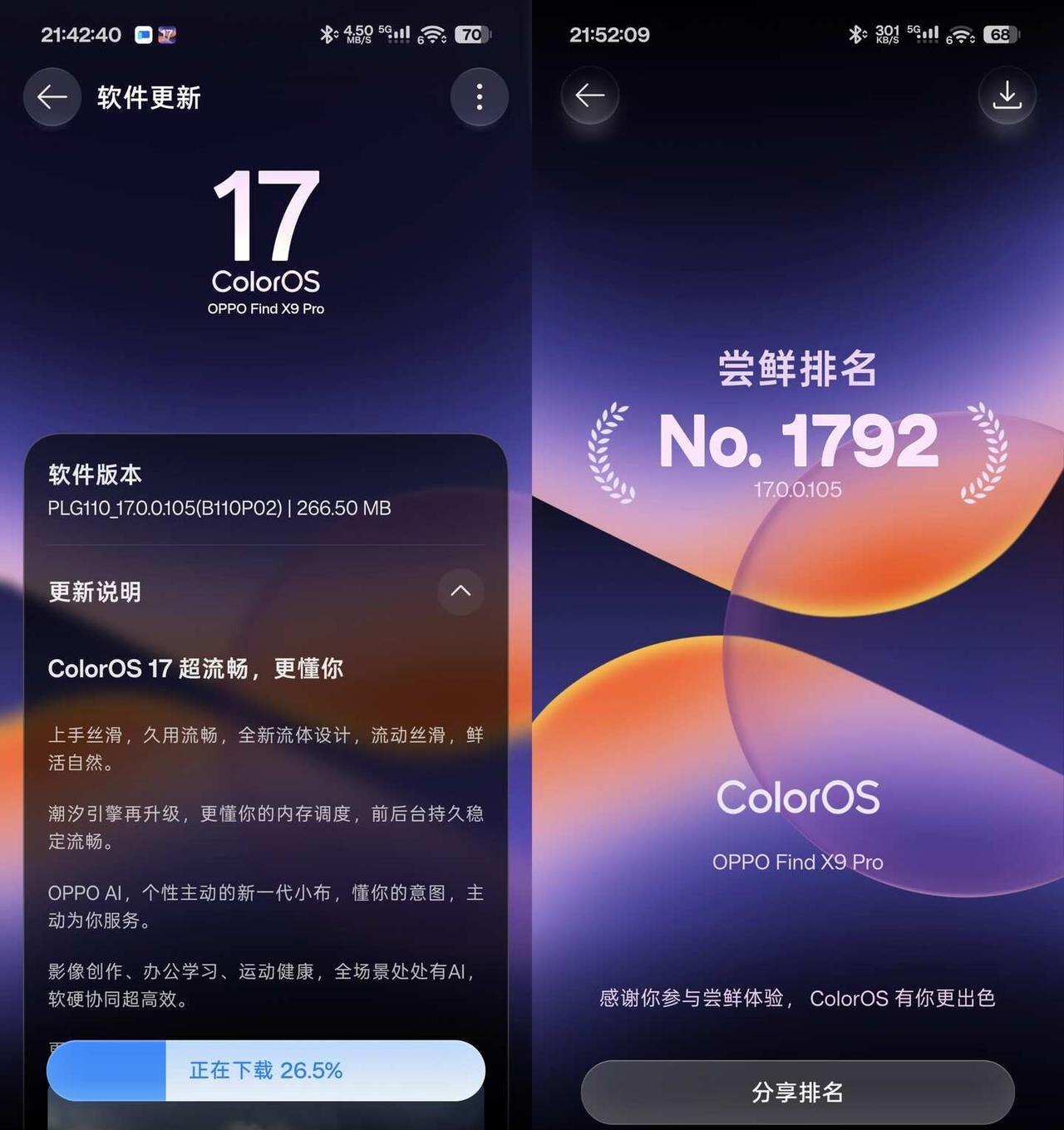 我只能说，OPPO牛逼！昨天晚上我点了一下尝鲜申请，结果居然有一个200多兆的