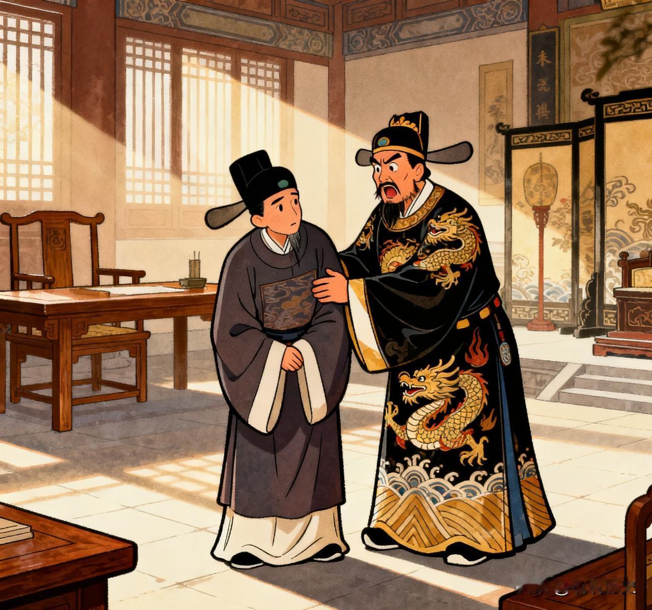 朱元璋微服私访，见一知县在衙门种菜吃，本想治他个“装模作样”之罪，掀开米缸看到里