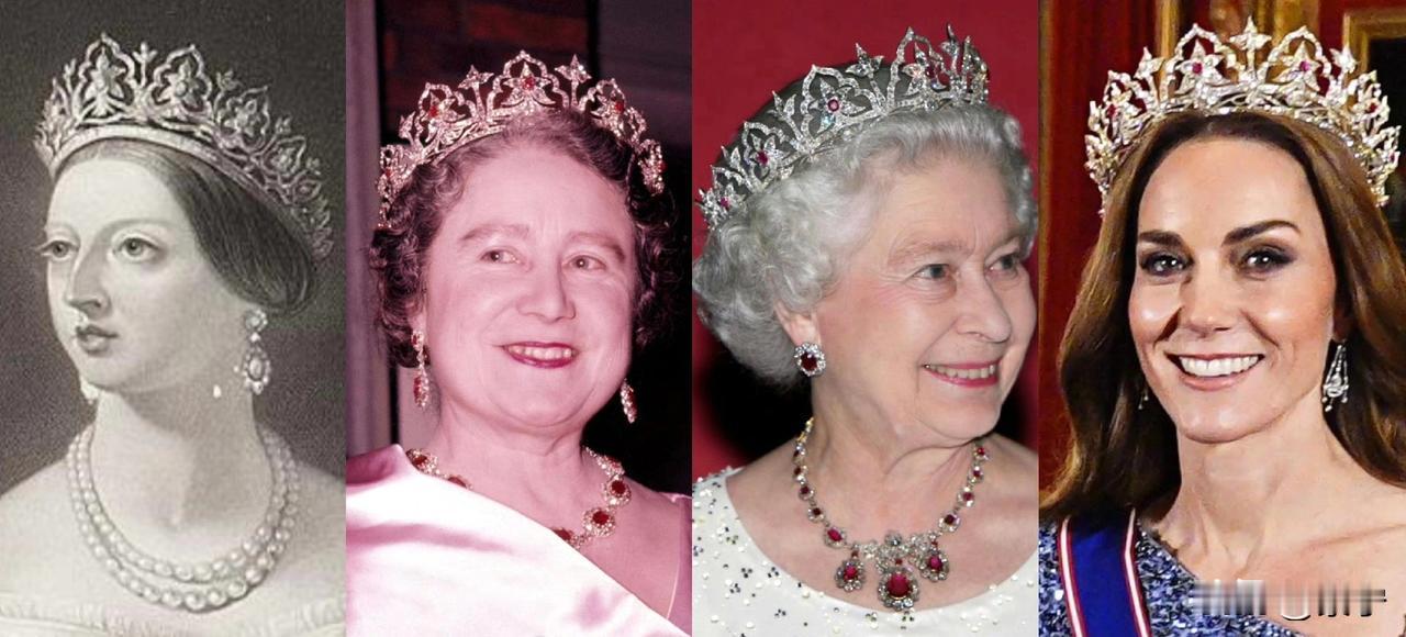 王室四代戴维多利亚女王的东方王冠，伊丽莎白王太后、伊丽莎白二世女王、维多利亚女王