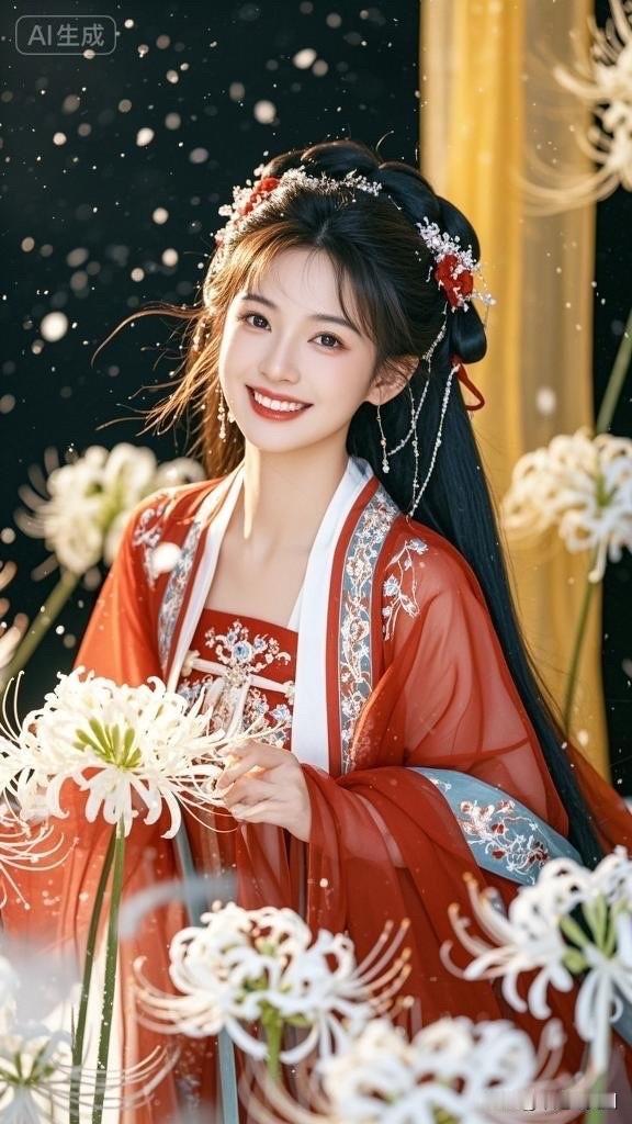 穿越千年的古风美人，雪中绽放的花朵，唯美如画。