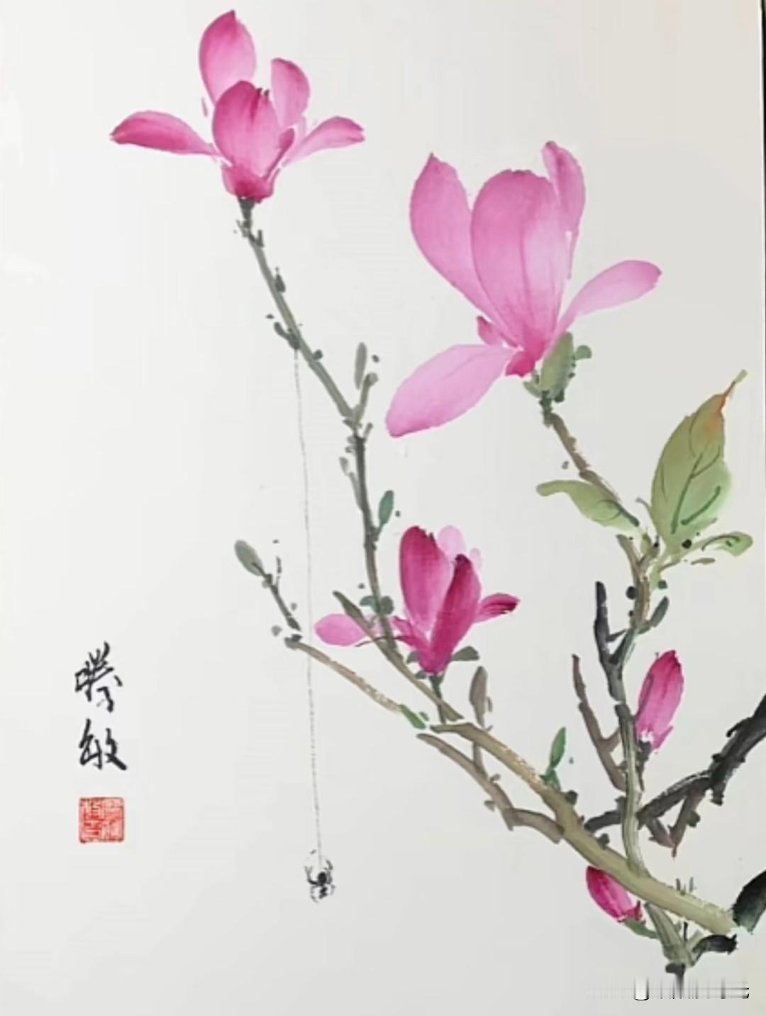 墨染花枝韵自长，国风雅意沁心香。潤久国画花卉图分享清雅国画雅淡国画